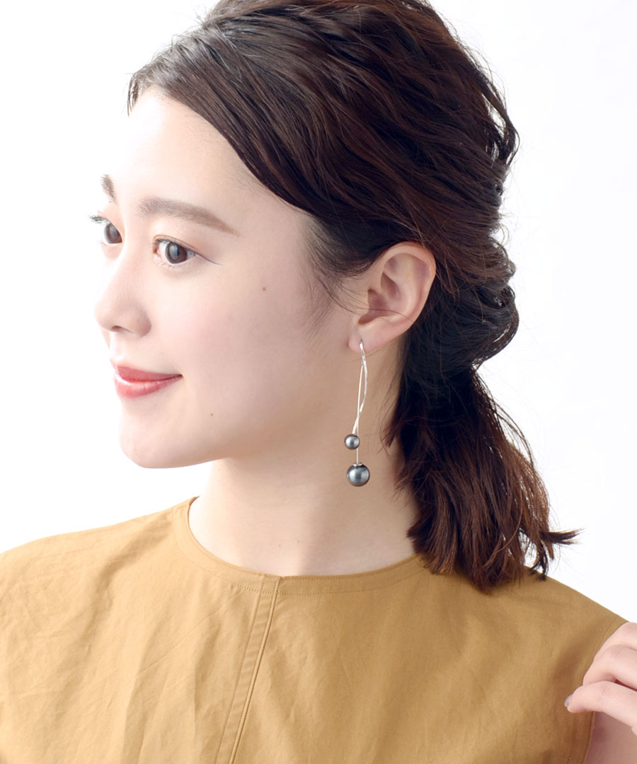 楽天市場】ピアス アメリカンピアス ウェーブ ダブルパール パール