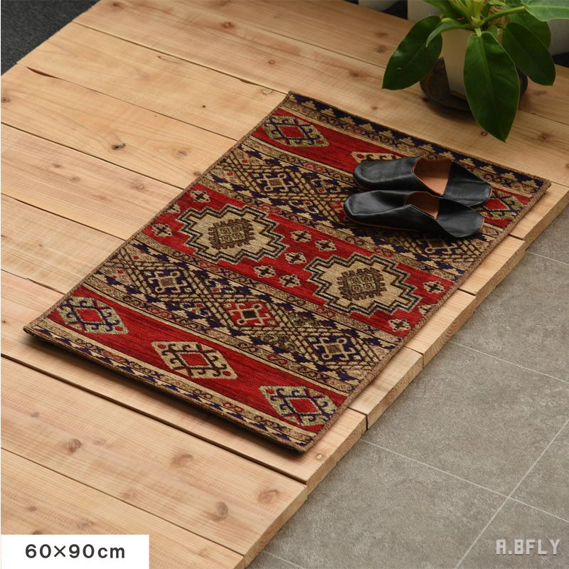 ラグ・マット】140×200 ジャガードキリム アンティークタイル柄 JK-1