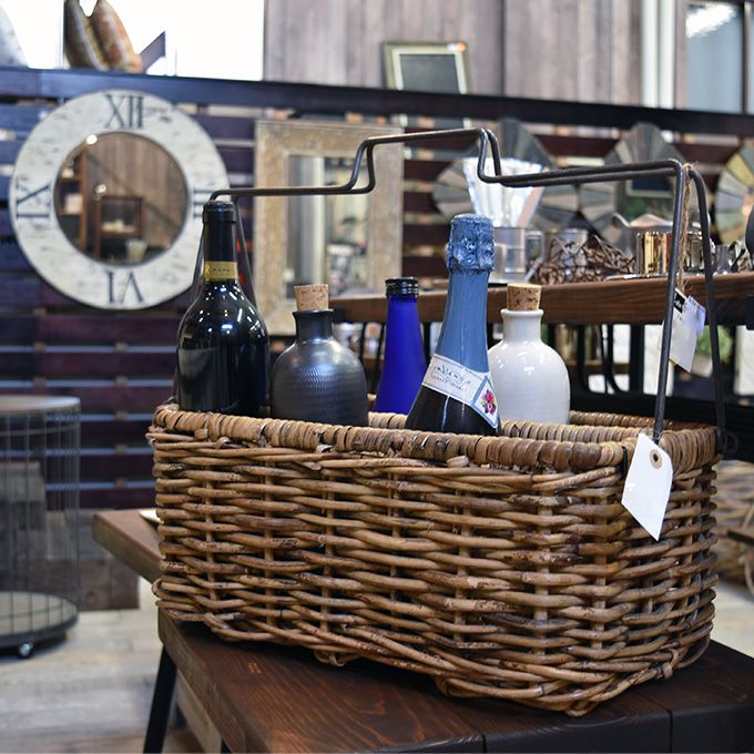 楽天市場】ボトルホルダー 取っ手付き バスケット 籐 アルログ 編込み