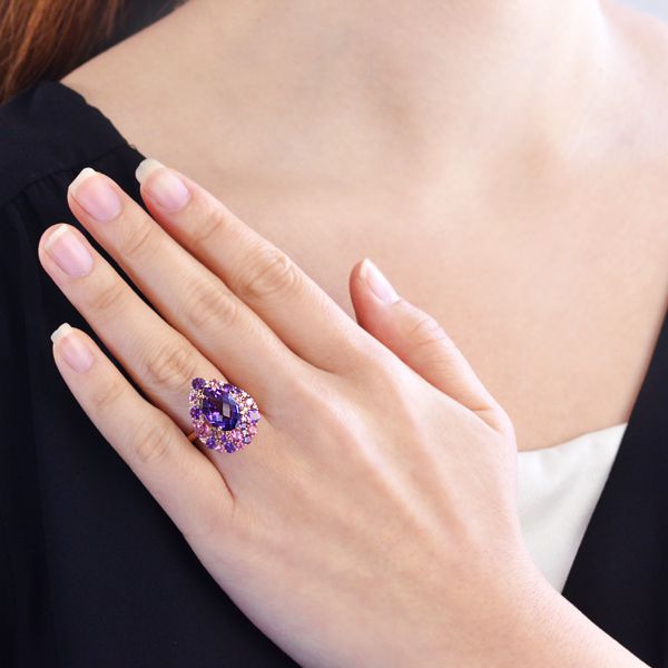 楽天市場】指輪 レディース 18金 リング 大粒 アメジスト ピンク