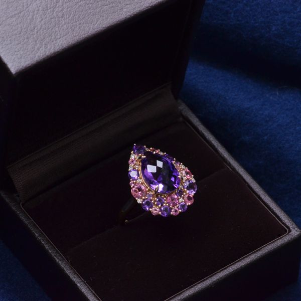 楽天市場】指輪 レディース 18金 リング 大粒 アメジスト ピンク