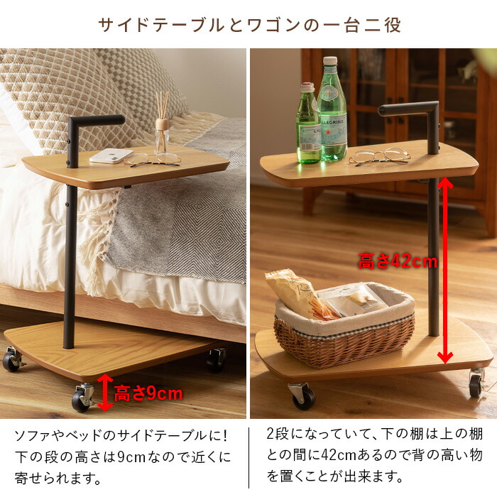 楽天市場】ワゴンサイドテーブル キャスター付き 2段 END-353