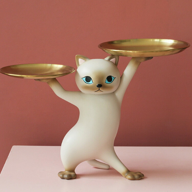 楽天市場】鍵置き トレイ 可愛い 猫 トレー スタンド 置物 香水 玄関