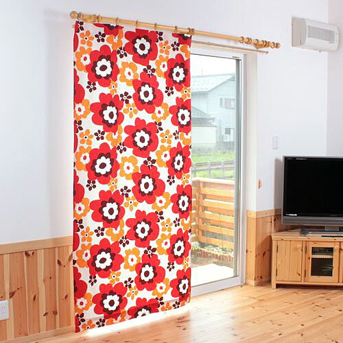 楽天市場】オーダーカーテン ポップ 北欧調 花柄 綿 (コットン) 100