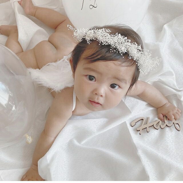 楽天市場】かすみ草 花冠 ベビー キッズ 新生児 誕生日 ニューボーン