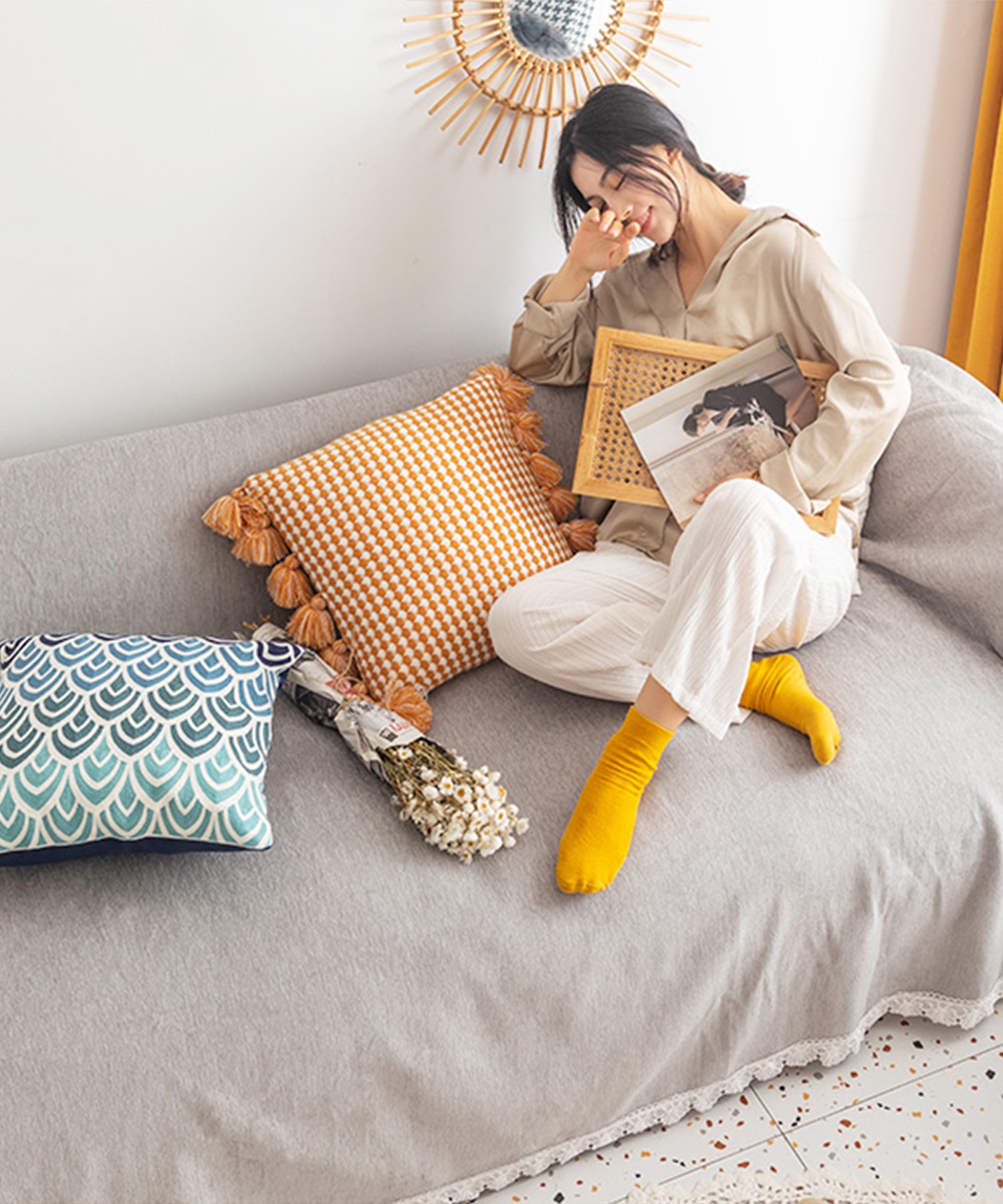 楽天市場】ソファーカバー マルチカバー ラグ おしゃれ カーペット