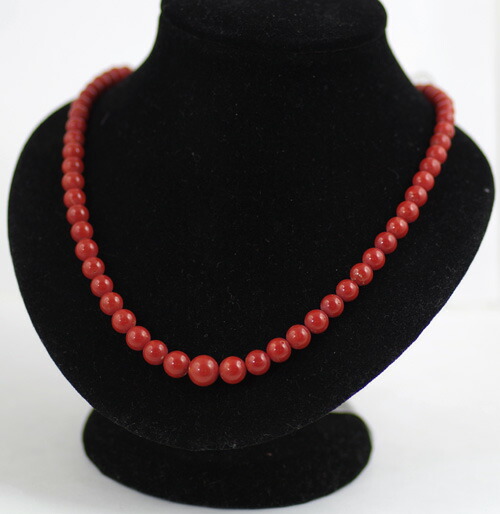 楽天市場】赤珊瑚 5mm-8.5mm玉 一連ネックレス 45cm シルバー 赤サンゴ