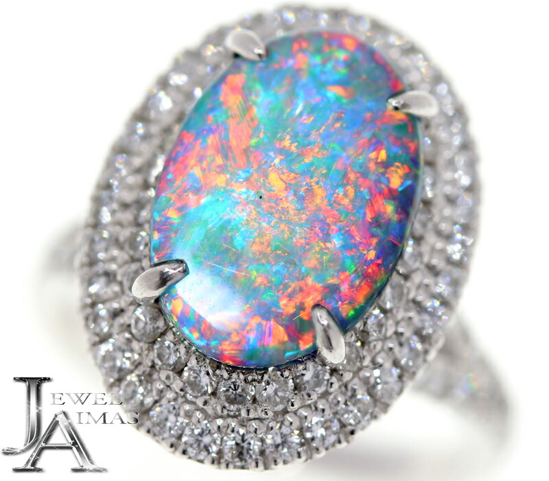 楽天市場】ブラックオパール H 12.9mm×W 8.7mm ダイヤモンド 0.9ct