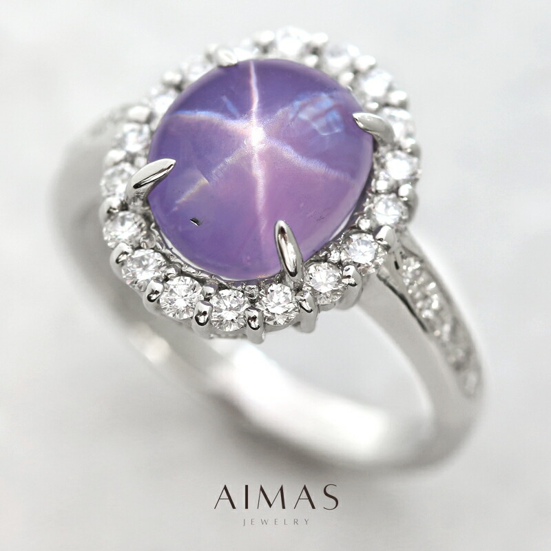 楽天市場】スリランカ産非加熱パープルスターサファイア 6.4ct リング