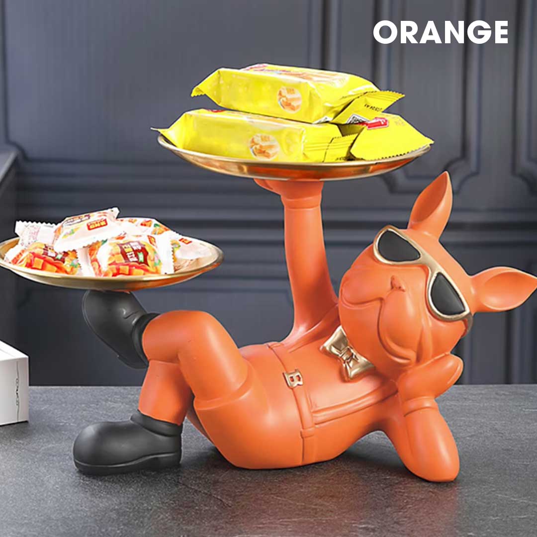 楽天市場】【人気商品】 犬の置物 犬 置物 皿2枚持ち 5カラー