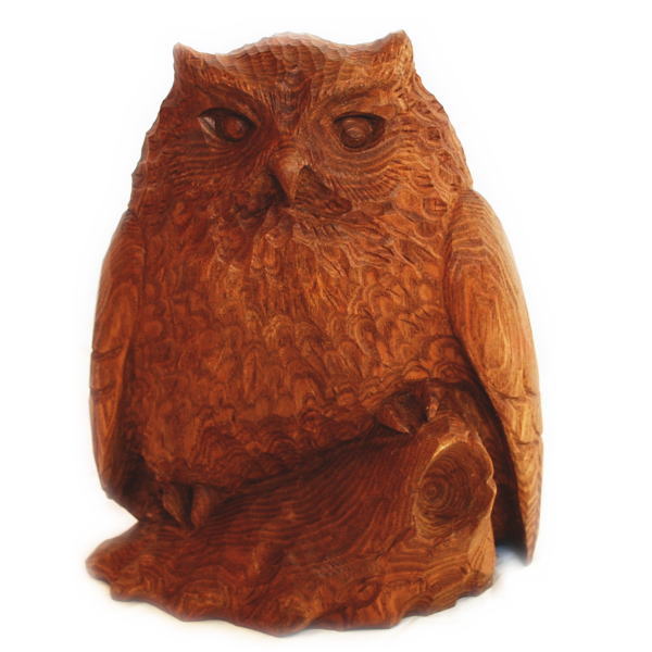 楽天市場】送料無料 木彫りのふくろうの置物 【幸人作】【8号