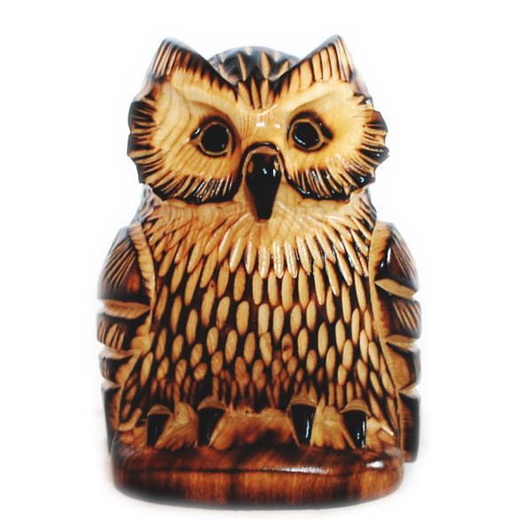 楽天市場】送料無料 木彫りのふくろうの置物 FU 焼ふくろう 岩付 3