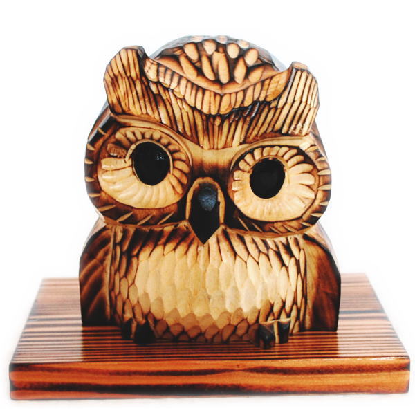 楽天市場】送料無料 木彫りのふくろうの置物 FU 焼ふくろう 冬人