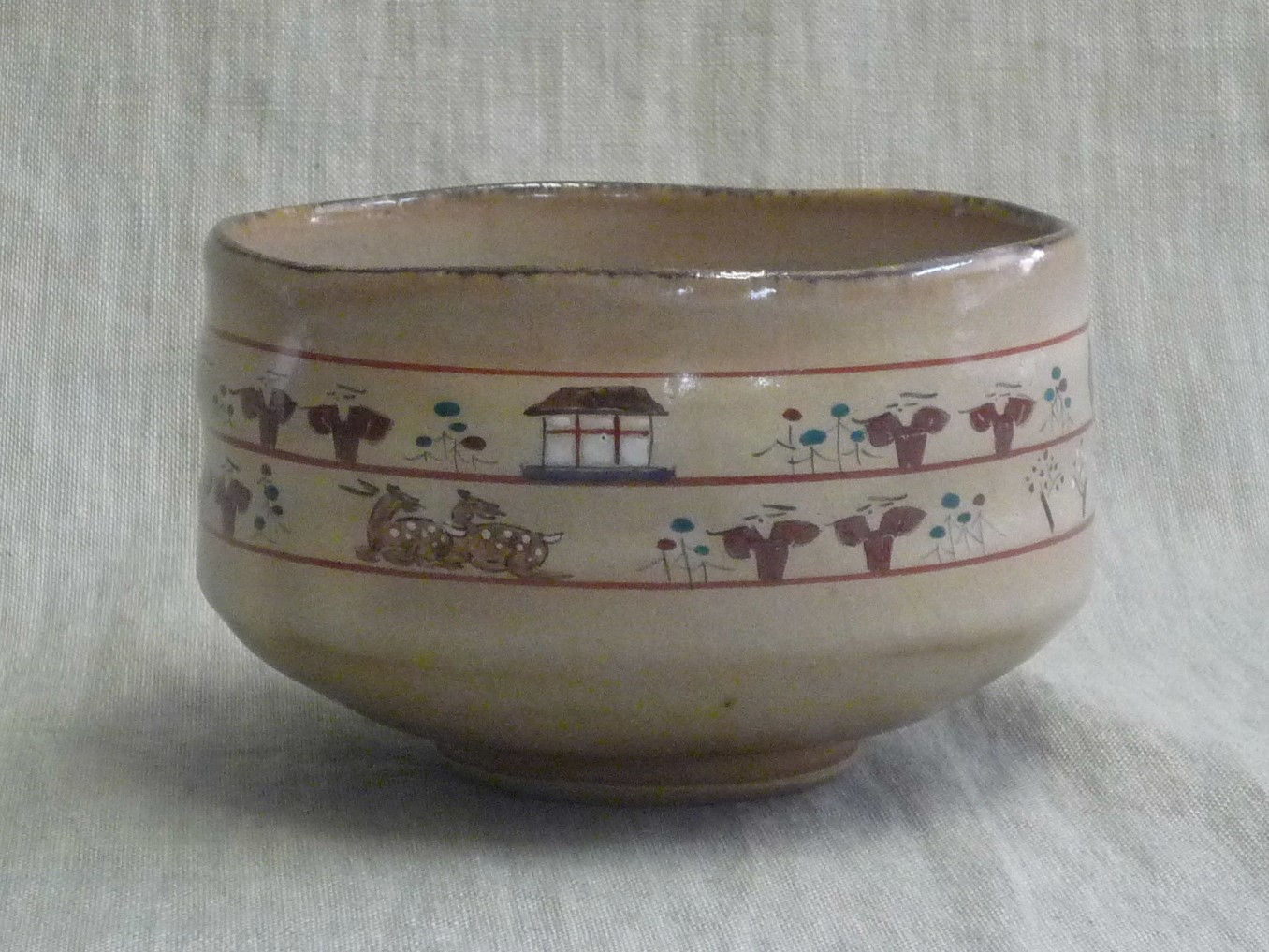 楽天市場】赤膚焼 奈良絵 二段組 抹茶茶碗 作家物 : 赤膚焼窯元 大塩昭山