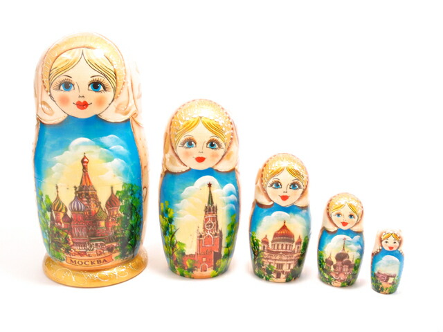 楽天市場】【送料無料】マトリョーシカ 5個組 19cm モスクワ [ロシア製