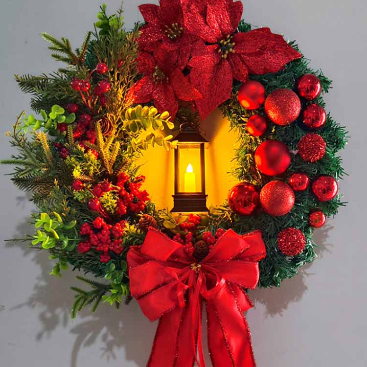 楽天市場】クリスマス リース ゴールド LEDライト付き 電池式 30cm