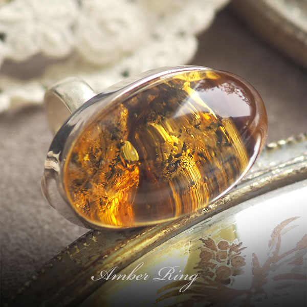 楽天市場】【バルト海の琥珀】シルバーリング 1点ものハンドメイド