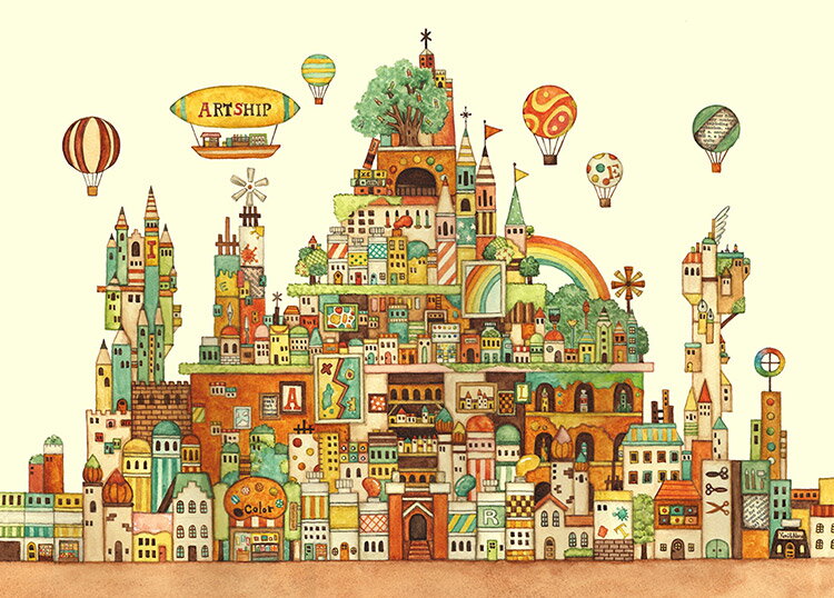 楽天市場】ジグソーパズル 空想の街 画材の王国(西村典子) 500ピース