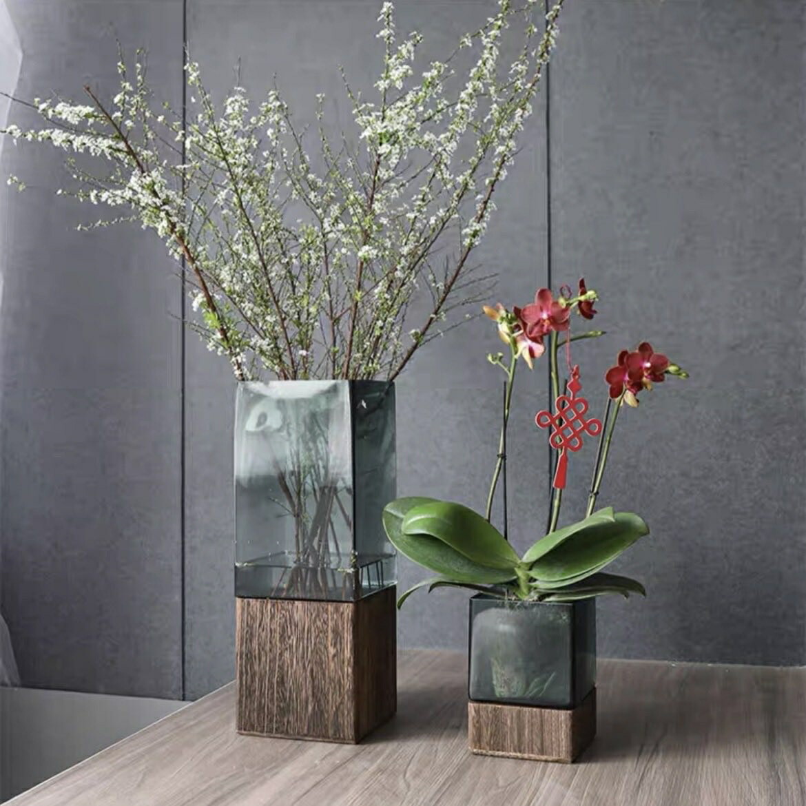 楽天市場】【クリアグリーンガラス×ウッド スクエア ラージ