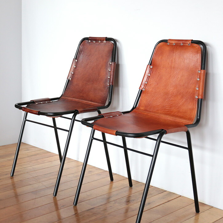 楽天市場】シャルロット・ペリアン レザーチェア ブラック/ブラウン