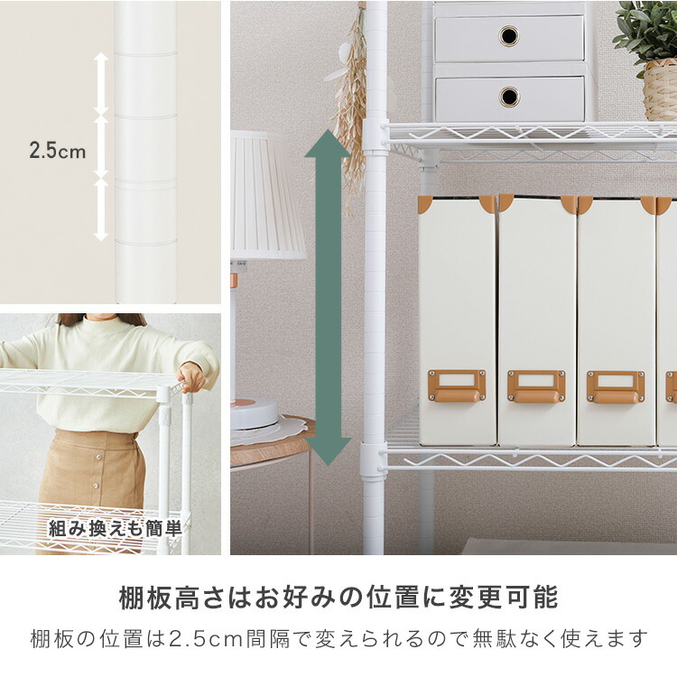 楽天市場】スチールラック 白 キャスター付き ルミナス ラテ オープン