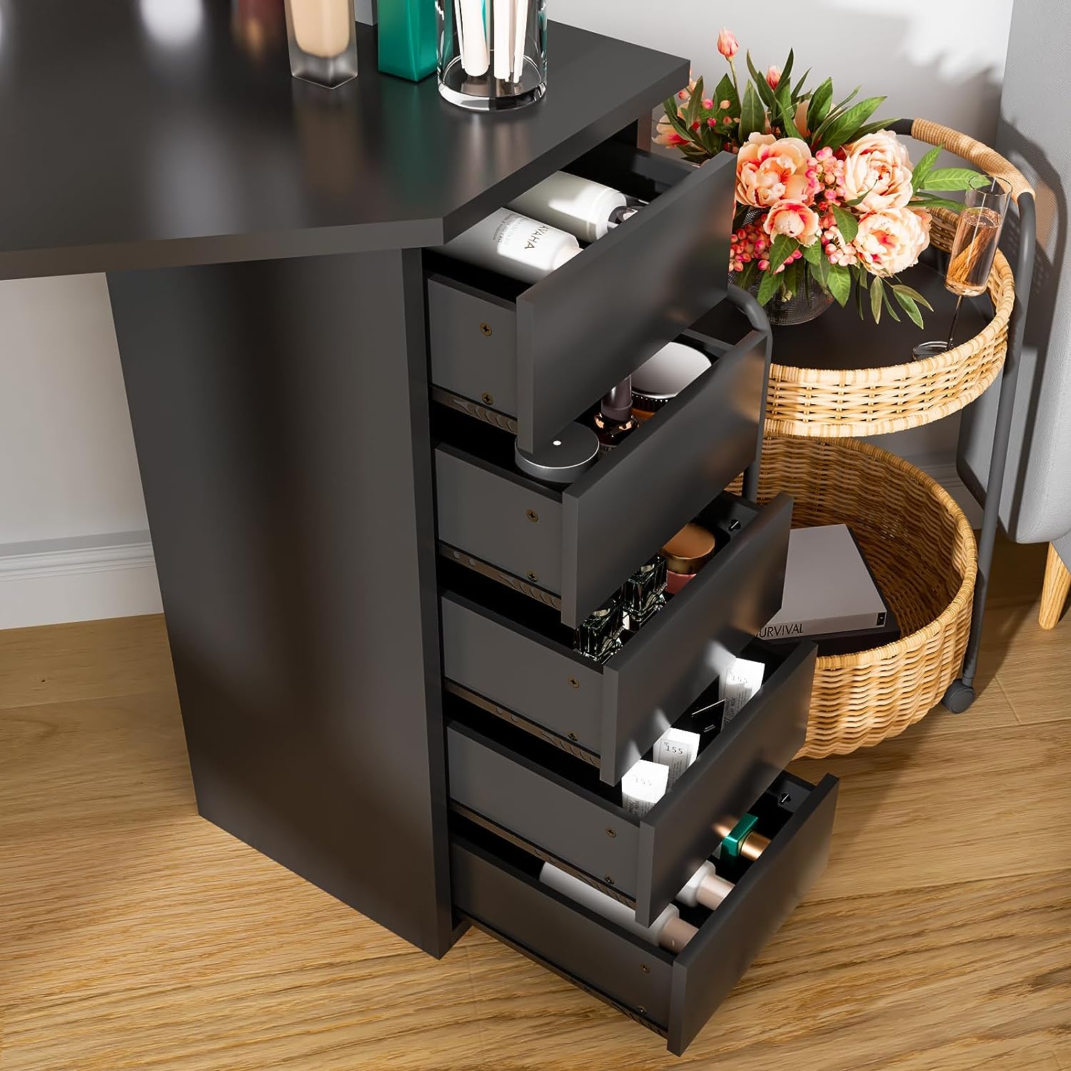 楽天市場】送料無料 ドレッサー 三面鏡 LEDライト付き 女優ミラー