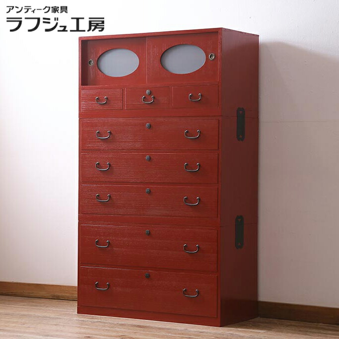 楽天市場】アンティーク家具 昭和初期 桐箪笥 総桐材 すりガラス