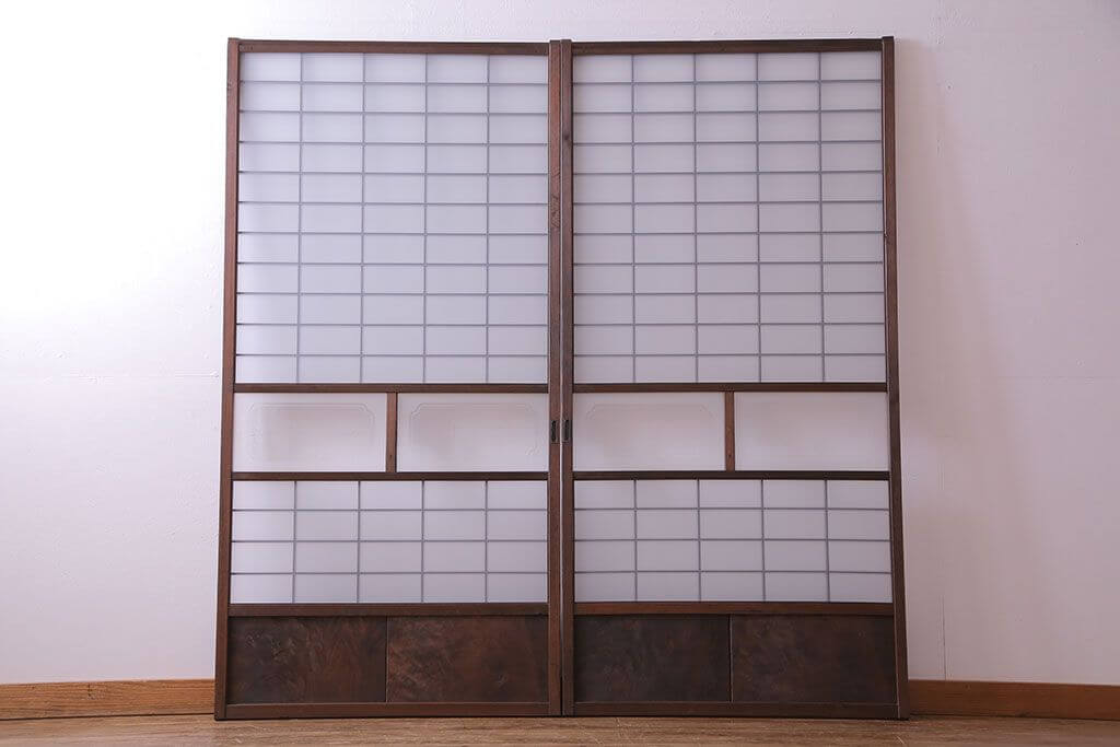 楽天市場】アンティーク建具 ガラス障子戸 2枚セット 昭和中期 格子戸