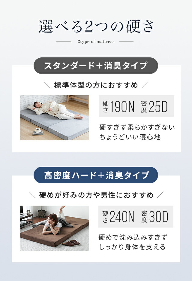 楽天市場】三つ折り 竹炭で消臭 極厚10cm マットレス 高反発マットレス