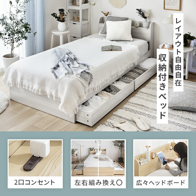 楽天市場】[クーポンで6%OFF] ダブルベッド マットレス付 ベッド