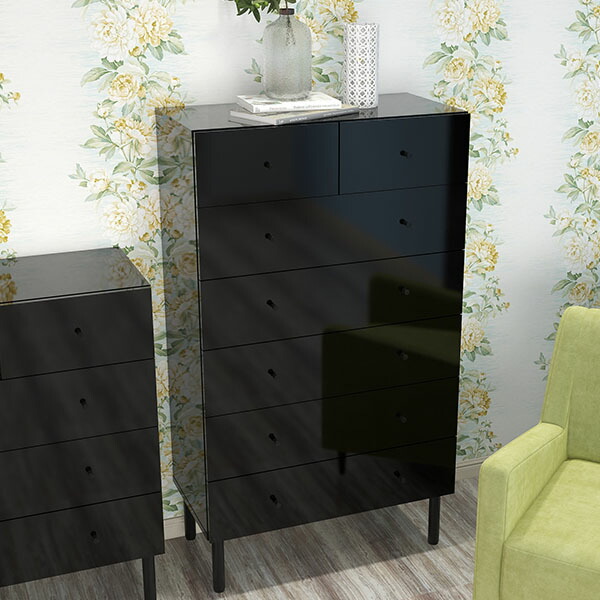 楽天市場】チェスト タンス ブラック ハイチェスト 大容量 6段 洋服