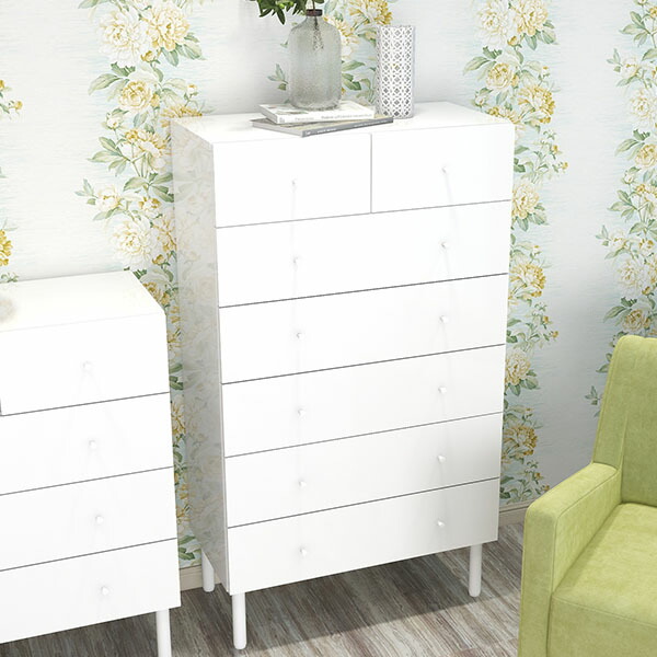 楽天市場】チェスト 白 鏡面仕上げ 6段 脚付き 完成品 大容量 オシャレ