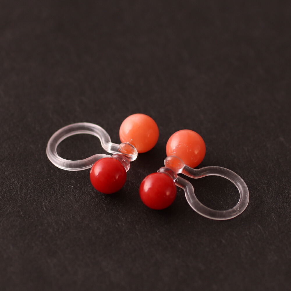 楽天市場】≪あす楽対応≫ 赤珊瑚＆ピンク珊瑚4ミリ玉ノンホールピアス