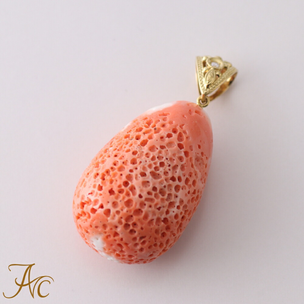 楽天市場】≪1年保証付き≫ 桃珊瑚（虫食い珊瑚）『ドロップ』K18