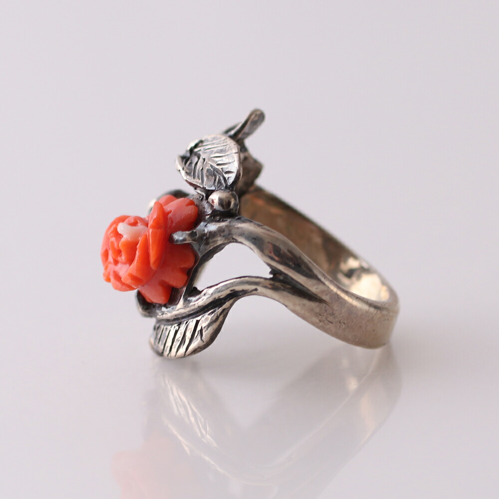 楽天市場】ハンドメイド一点もの桃珊瑚の薔薇 ローズのシルバーリング