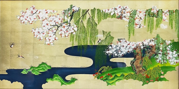 楽天市場】漆絵 土佐光起の名作_春秋花鳥図 NH88 : 絵画制作専門