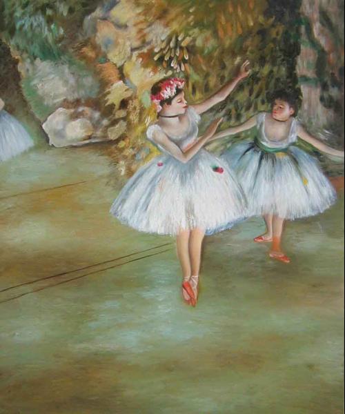 楽天市場】特価油絵 エドガー・ドガ名作_舞台の二人の踊り子 MA254