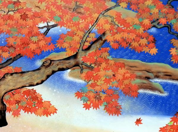 楽天市場】特価漆絵 横山大観の名作「紅葉」左隻 nh87L : 絵画制作専門