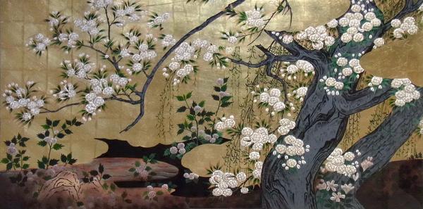 楽天市場】漆絵 長谷川久蔵の名作「桜図」左隻＋右隻 NH81 : 絵画制作