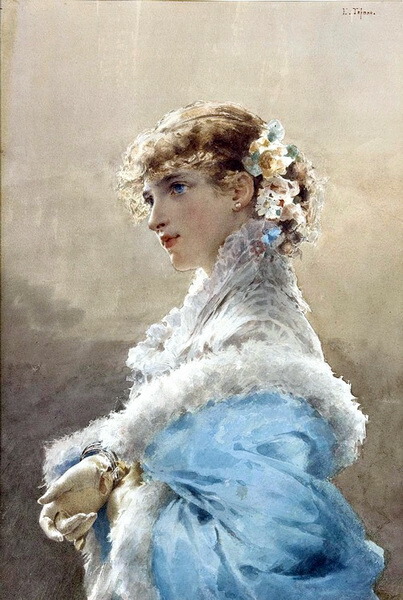 楽天市場】油絵 Edoardo Tofano_青いドレスの少女 ma1497 : 絵画制作