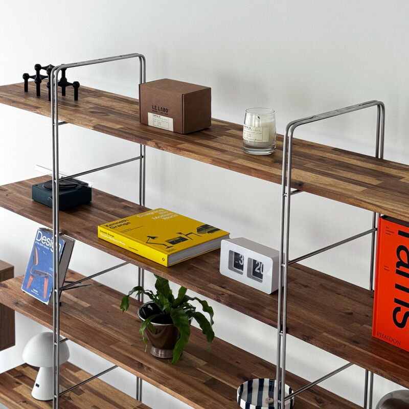 楽天市場】天然木 ダークブラウン ステンレスフレーム 4段 ユニット