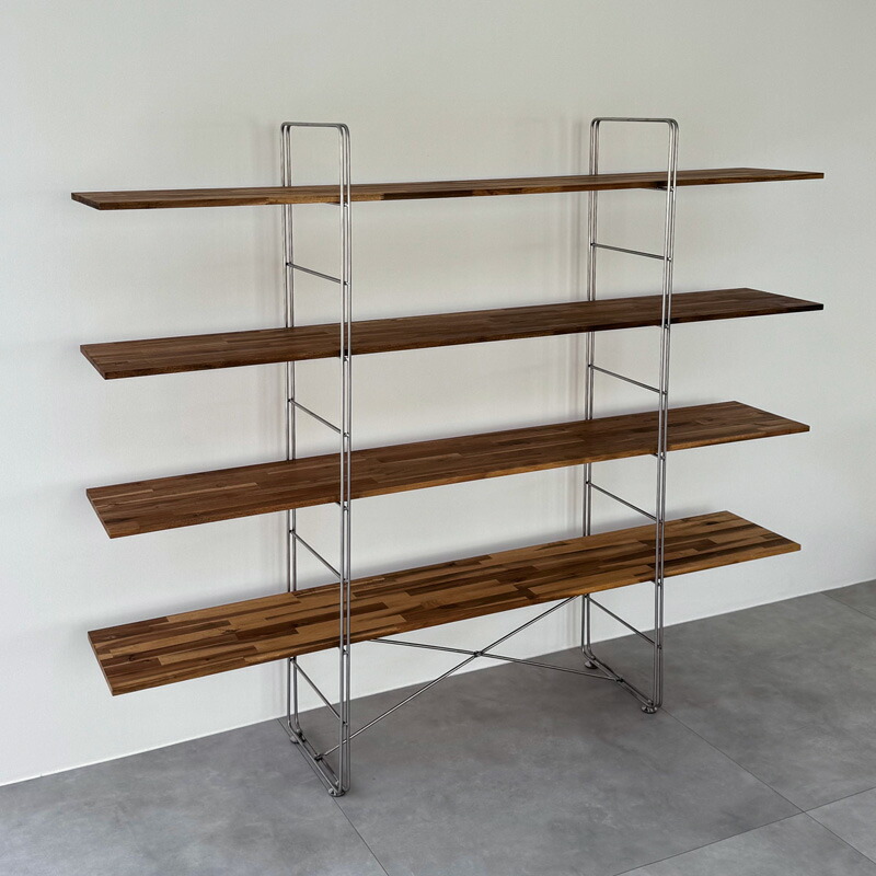 楽天市場】天然木 ダークブラウン ステンレスフレーム 4段 ユニット