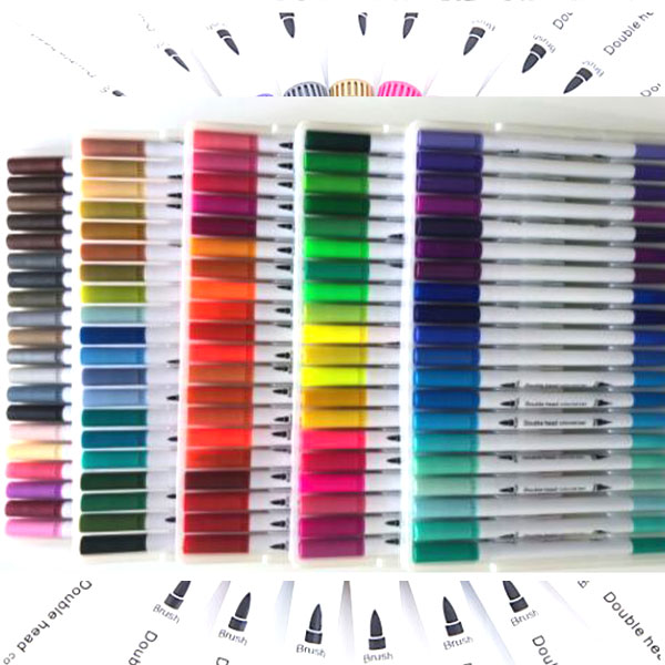 楽天市場】水彩筆ペン 筆ペン 水性マーカー 100色 プレゼント 細ペン