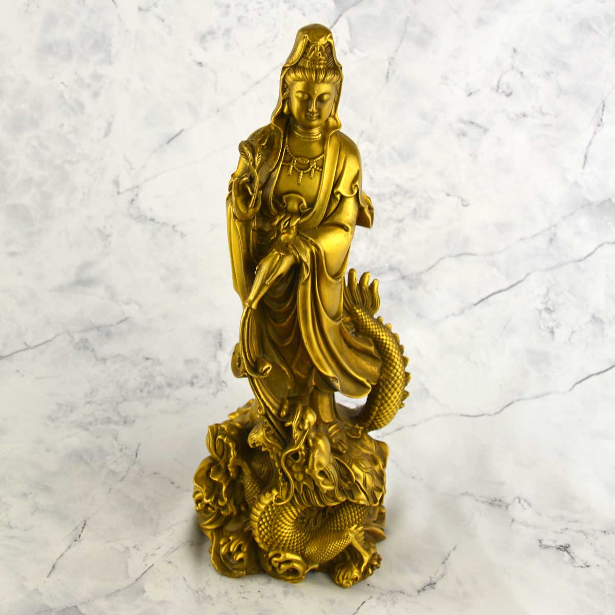 楽天市場】龍頭観音 騎龍観音 20cm 30cm 4本爪 観音菩薩 銅製 観音像