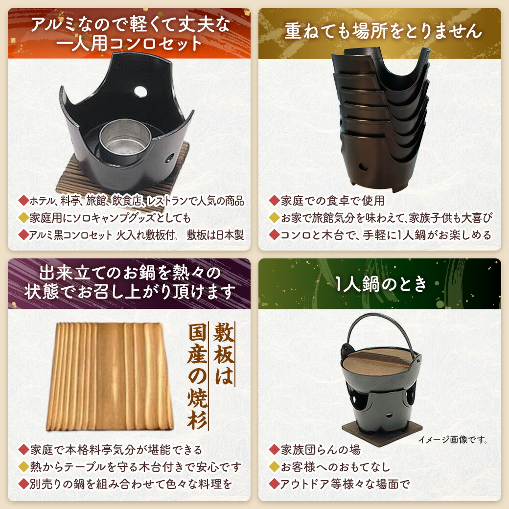 楽天市場】コンロ台 アルミ黒コンロセット 火入れ 敷板付 無地