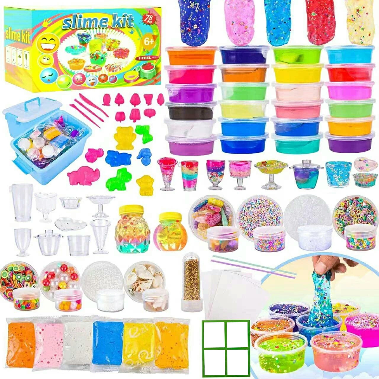 楽天市場】【78点セット】 スライム キット 水晶粘土 DIY ねんど