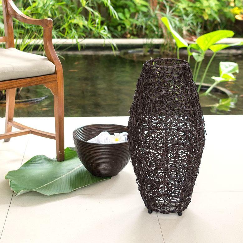 楽天市場】フロアライト コクーンタイプ Mサイズ 籐 ラタン製 LED 対応