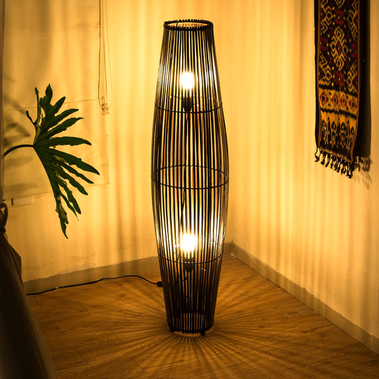 楽天市場】フロアライト コクーンタイプ Lサイズ バンブー製 LED 対応