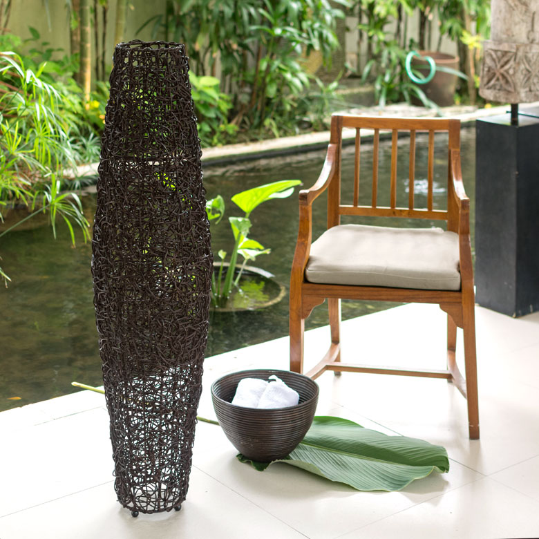 楽天市場】フロアライト コクーンタイプ Lサイズ 籐 ラタン製 LED 対応