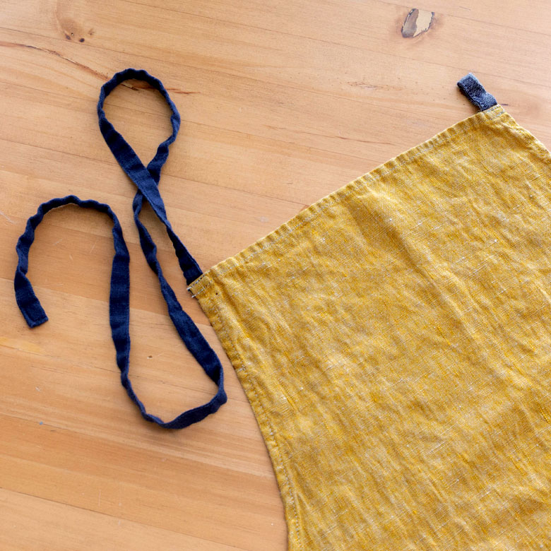 楽天市場】エプロン 長め リネン グレー イエロー Lino e lina 100cm